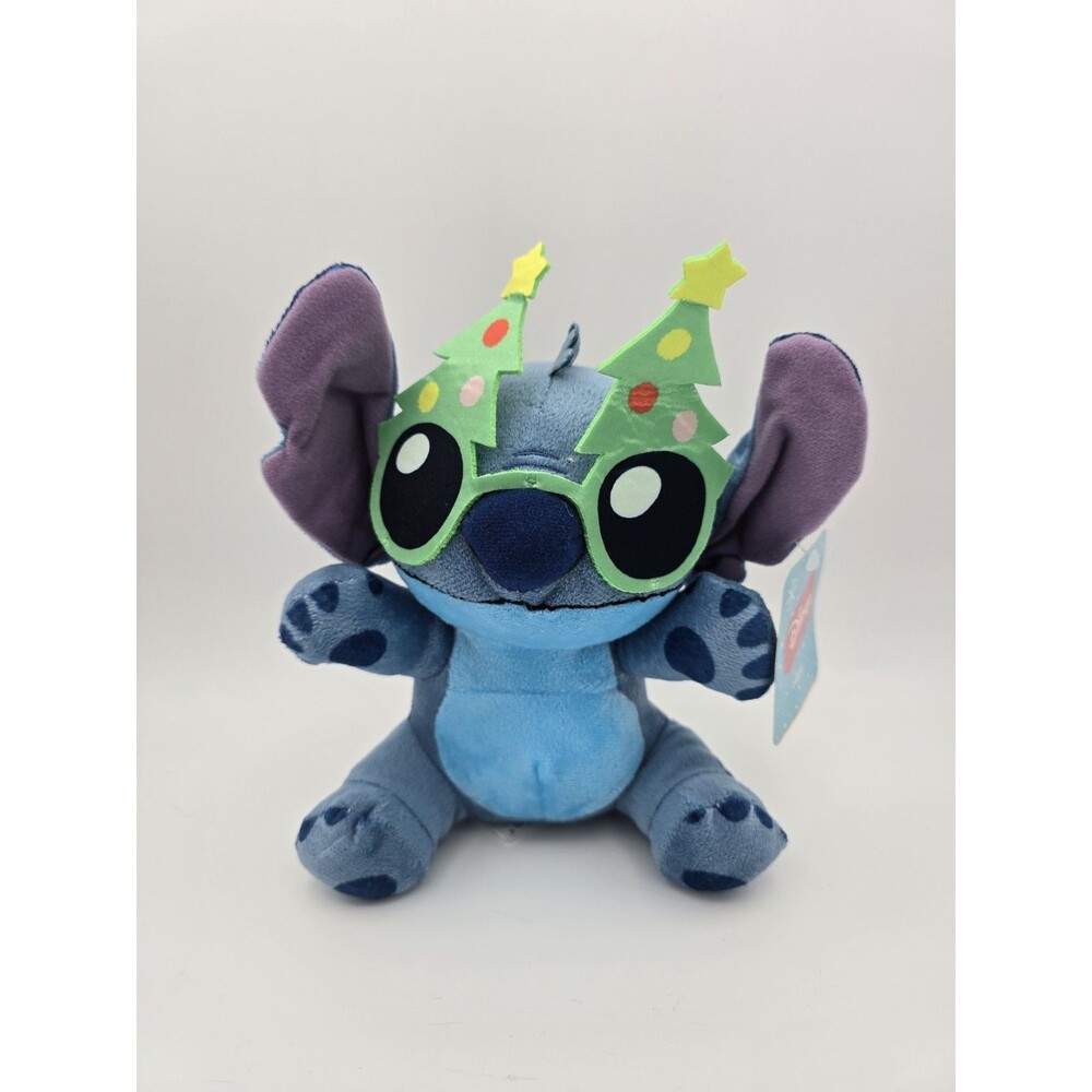Disney Stitch Christmas Tree Glasses Holiday Plush NWT